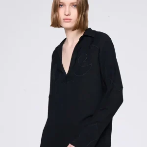 Camisa Silvian Heach con Bordado Negra Mujer