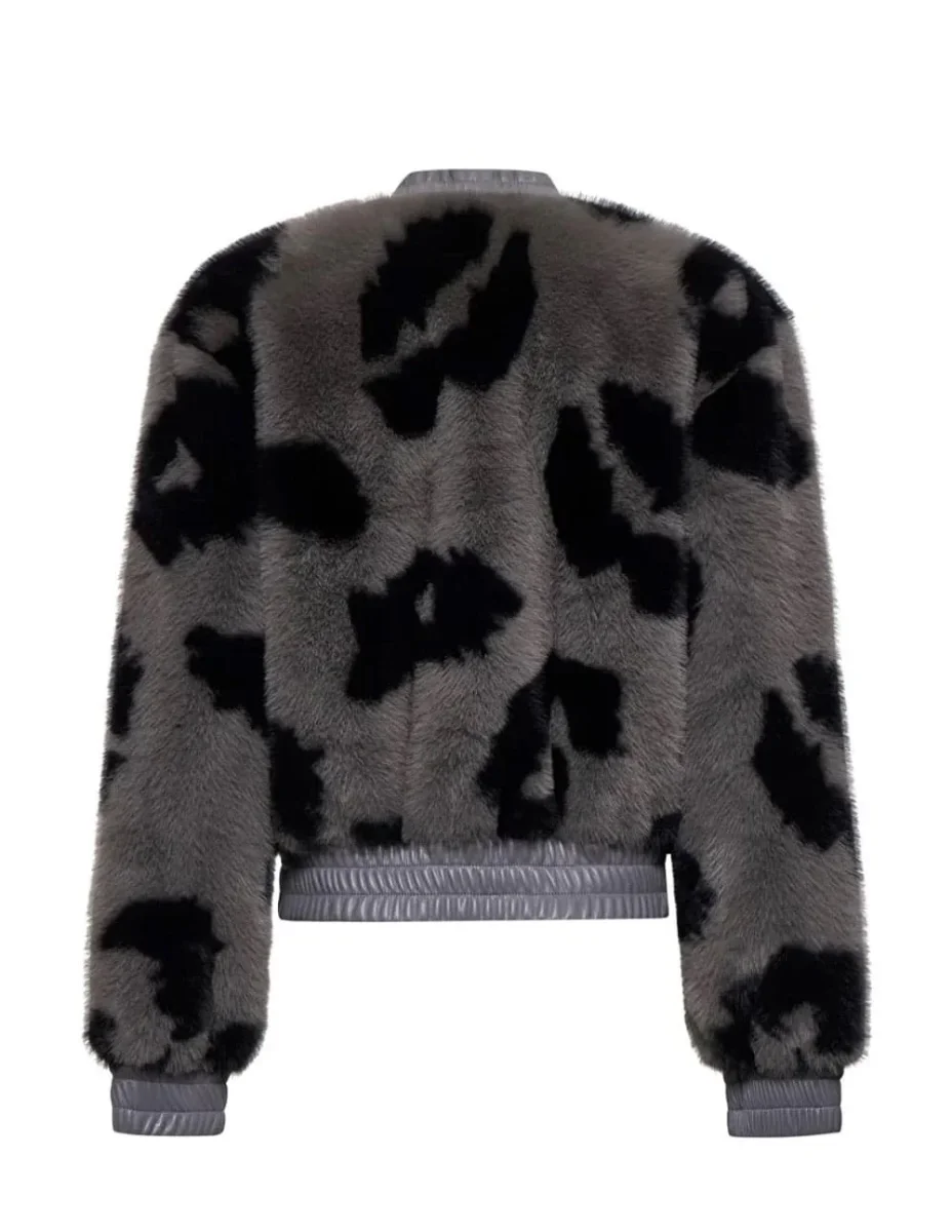 Chaqueta Silvian Heach Printed Faux Fur Gris Mujer - Imagen 3