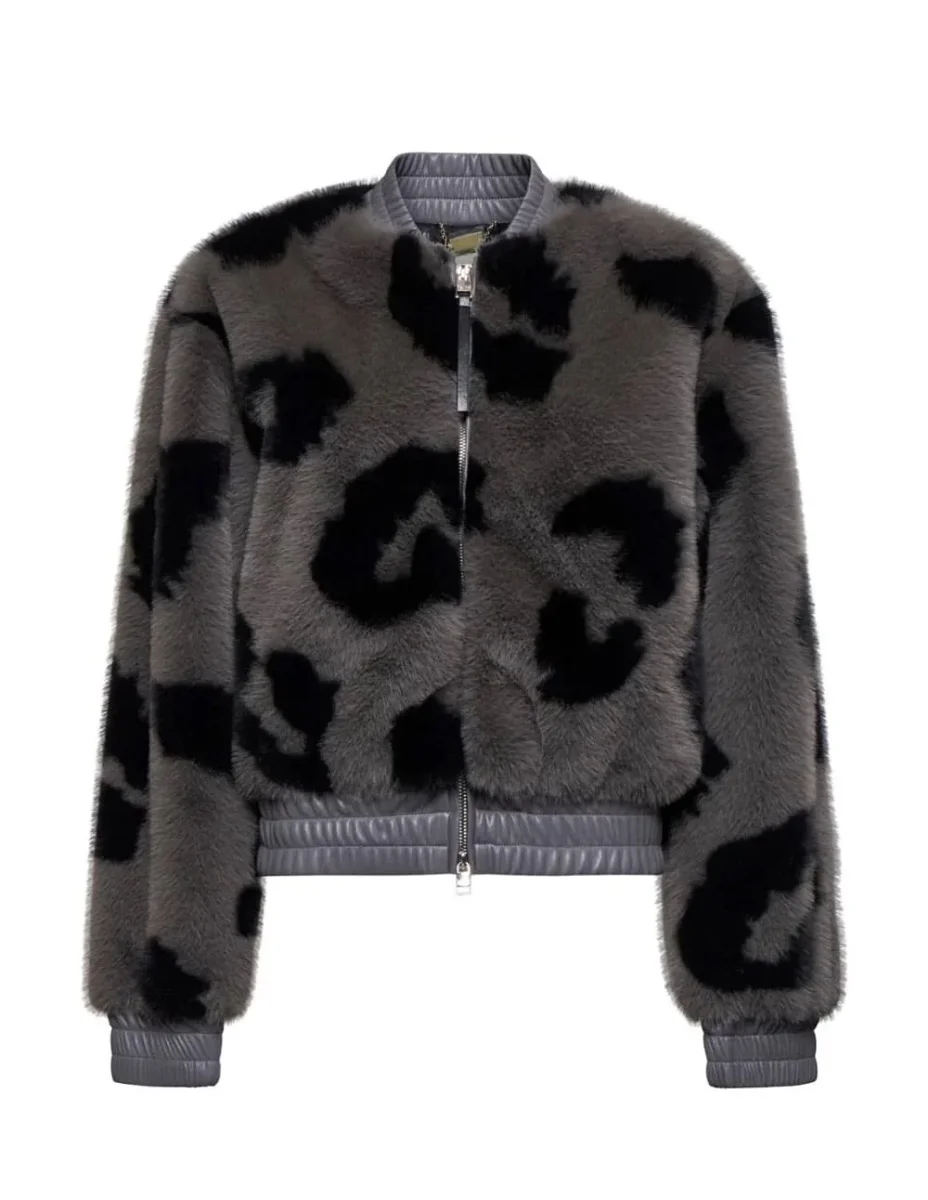 Chaqueta Silvian Heach Printed Faux Fur Gris Mujer - Imagen 2