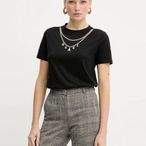 Camiseta Silvian Heach Bensoula con Cadena Negra Mujer
