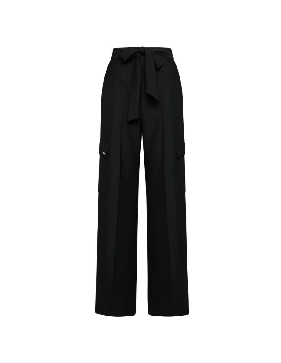 Pantalón Silvian Heach con Cinturón Anudado Negro Mujer