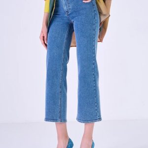 Pantalón Vaquero Silvian Heach Cropped Azul Mujer