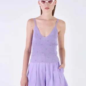 Top Silvian Heach con Strass Morado Mujer
