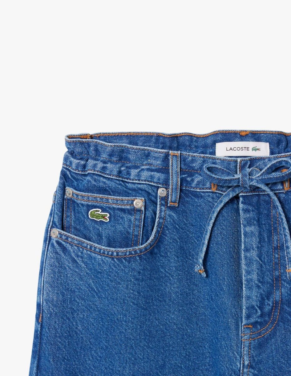 Pantalón Vaquero Lacoste de Corte Ancho Azul Mujer - Imagen 3