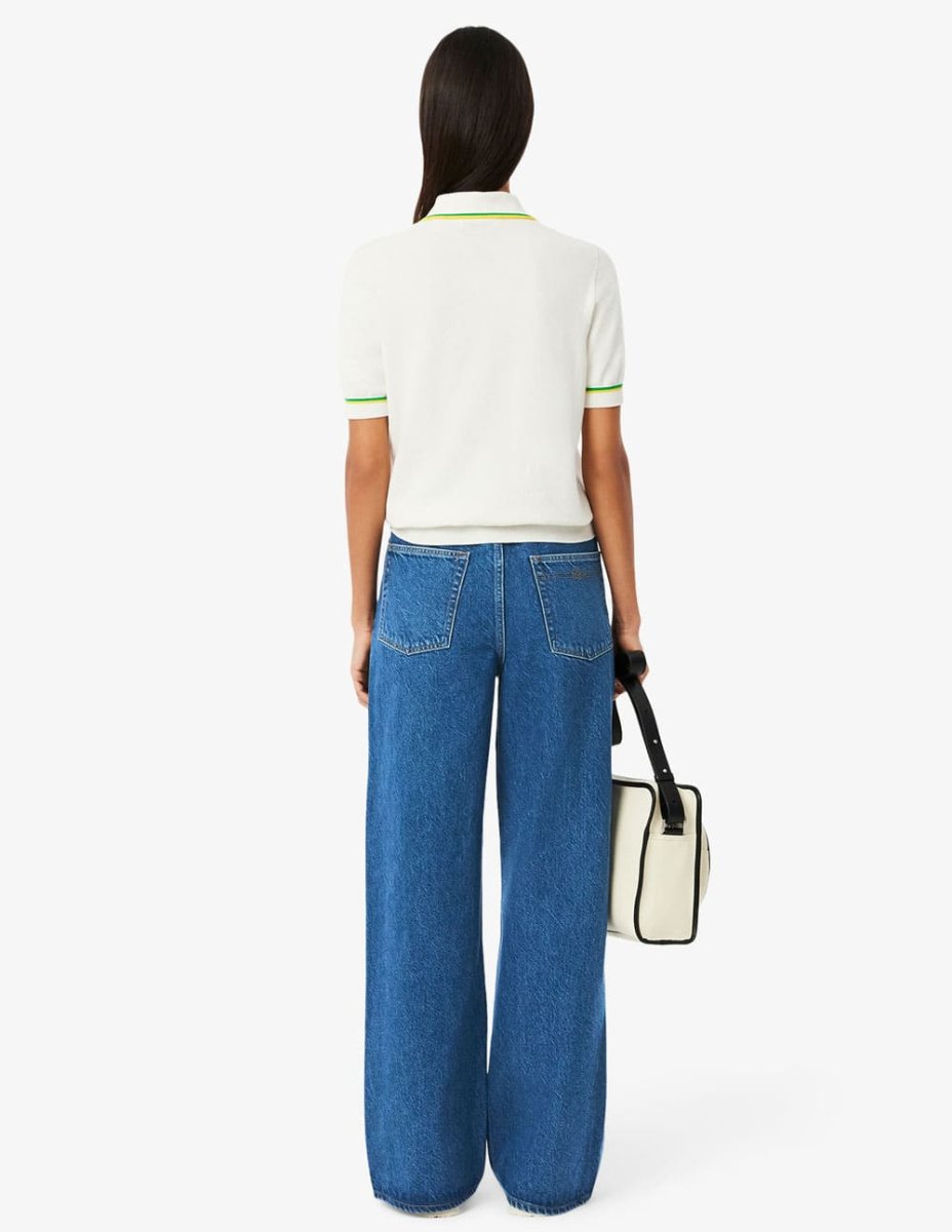 Pantalón Vaquero Lacoste de Corte Ancho Azul Mujer - Imagen 7