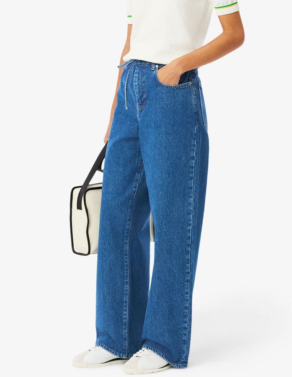 Pantalón Vaquero Lacoste de Corte Ancho Azul Mujer - Imagen 5