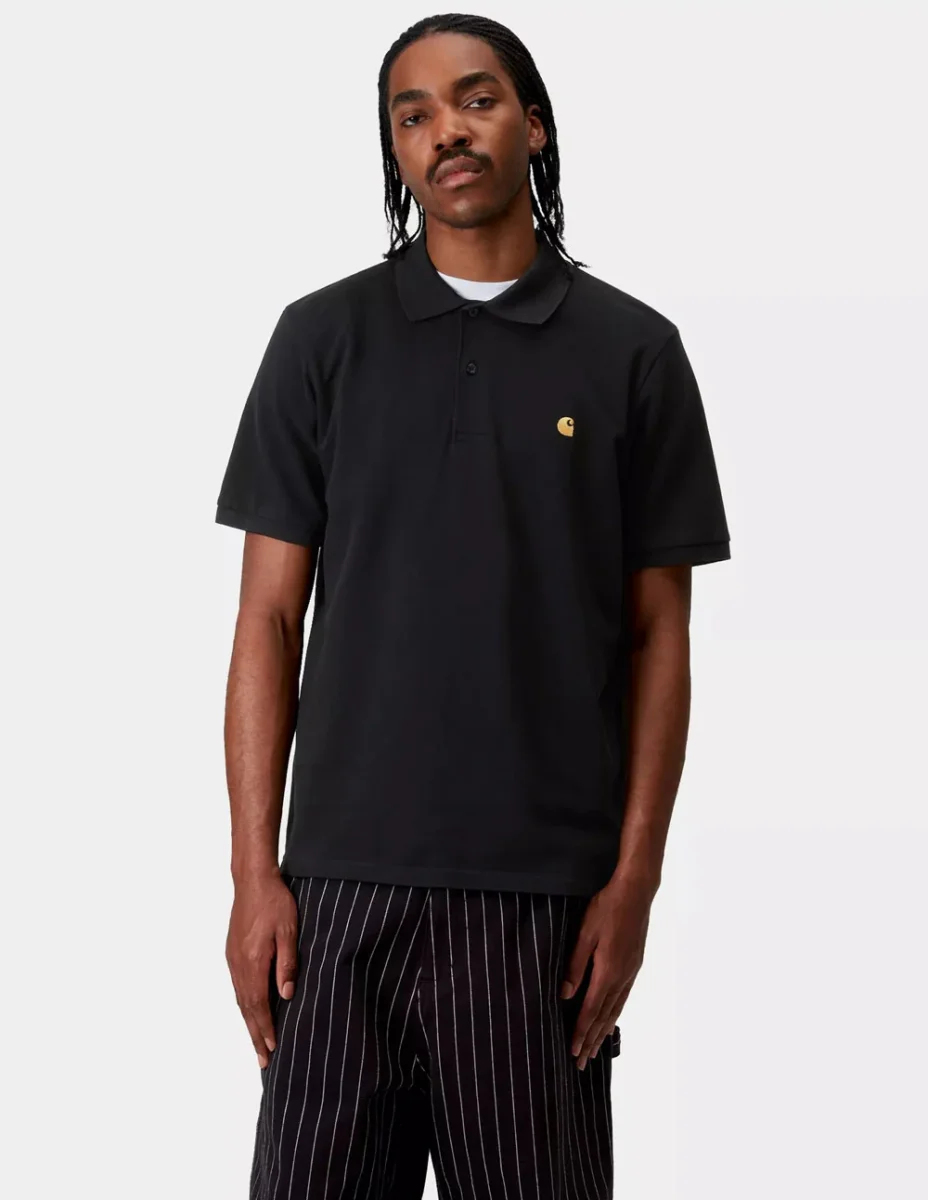 Polo Carhartt WIP Chase Pique Negro Hombre - Imagen 4