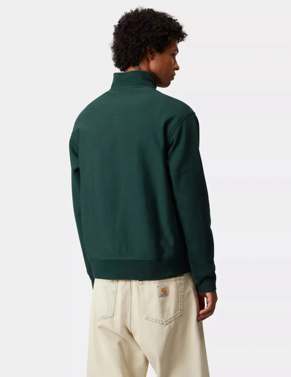 Sudadera Carhartt WIP Half Zip American Script Verde Hombre - Imagen 5