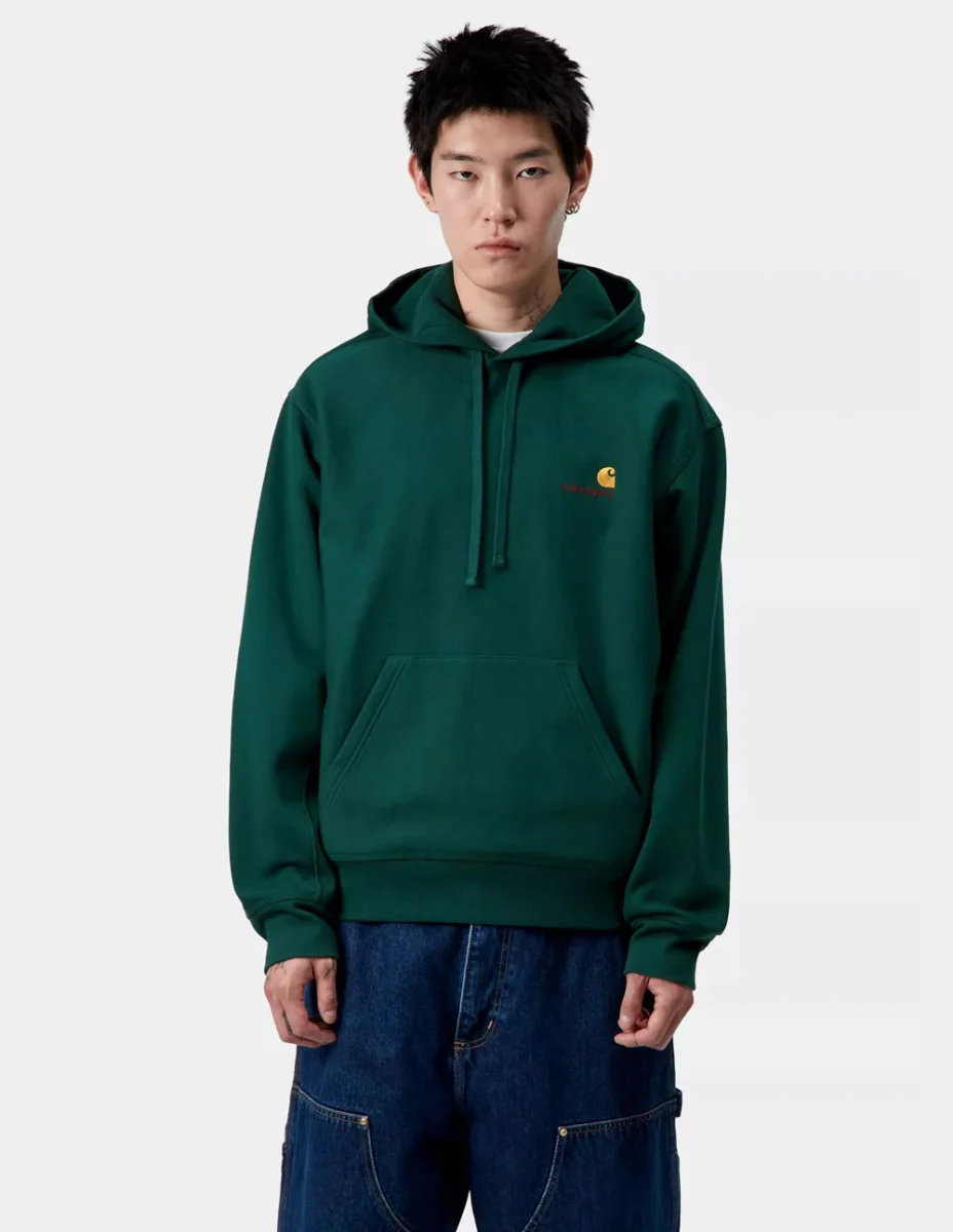 Sudadera con Capucha Carhartt WIP American Script Verde Hombre - Imagen 4