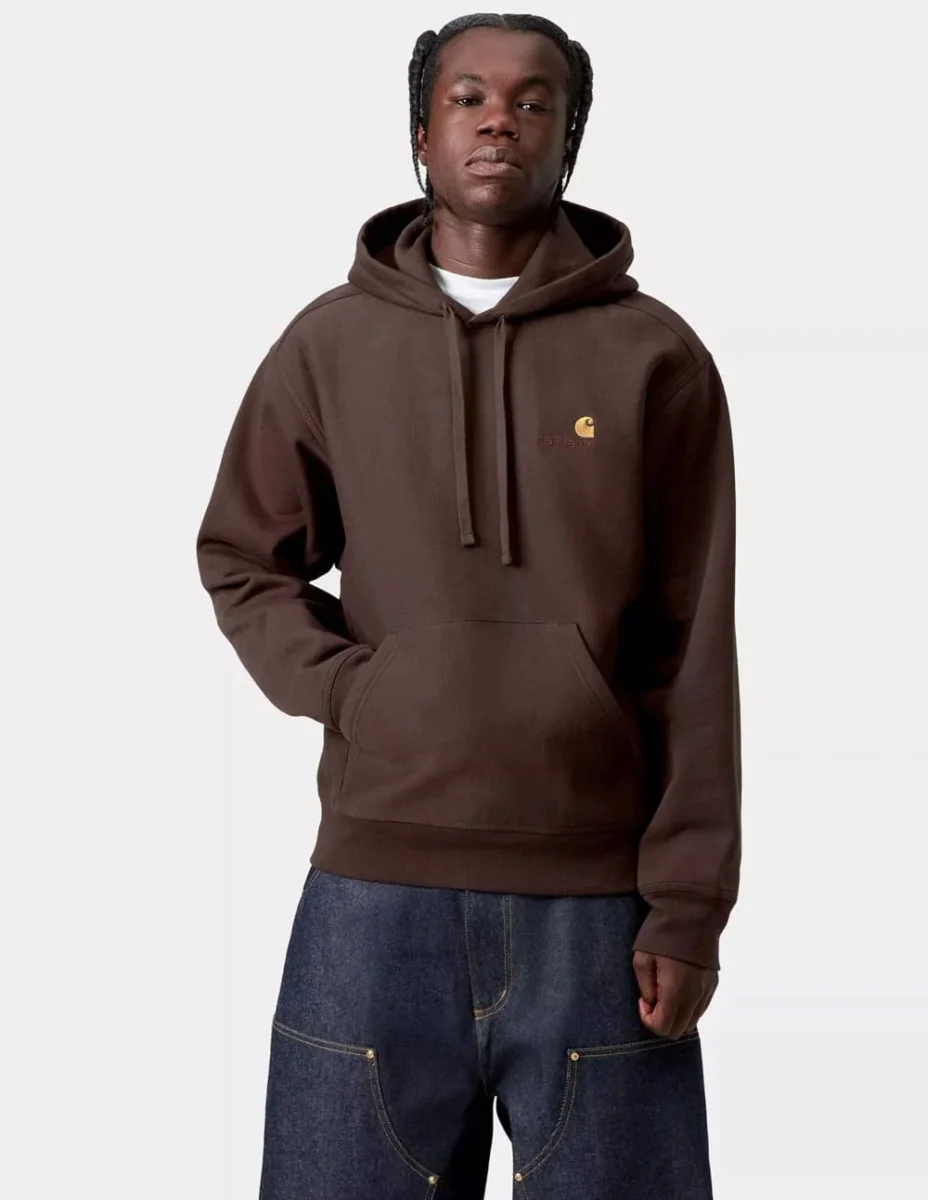 Sudadera con Capucha Carhartt WIP American Script Marrón Hombre - Imagen 4