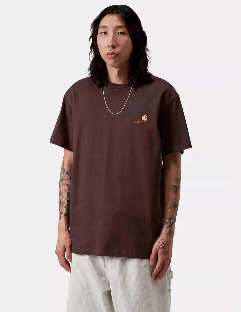 Camiseta Carhartt WIP American Script Marrón Hombre - Imagen 4