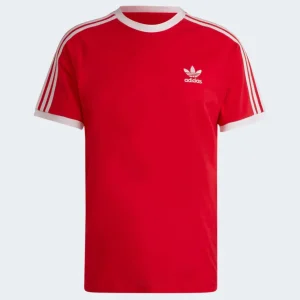 Camiseta adidas Classics 3 Rayas Roja Hombre