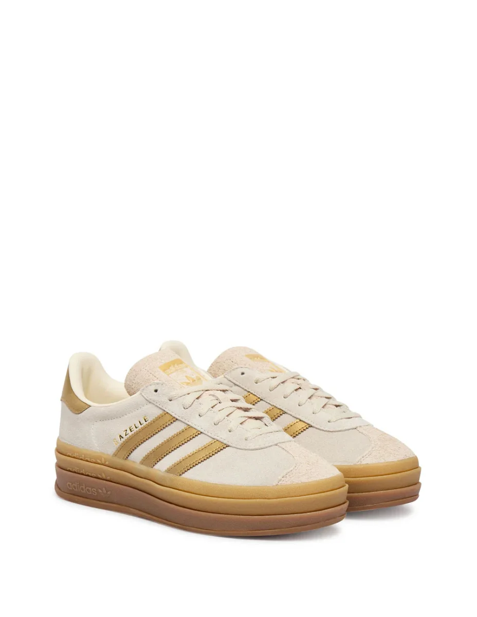 adidas Gazelle Bold Beiges y Doradas Mujer - Imagen 3