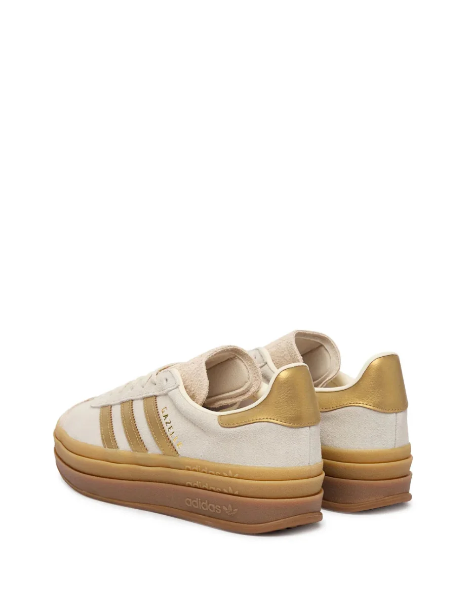 adidas Gazelle Bold Beiges y Doradas Mujer - Imagen 4