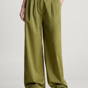 Pantalón Calvin Klein Jeans Cotton Twill Straight Verde Mujer