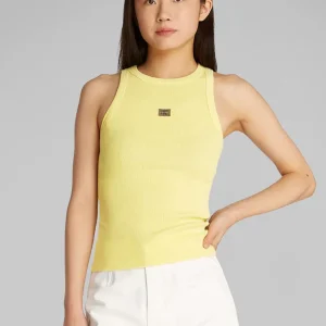 Camiseta Calvin Klein Jeans de Tirantes con Logo Amarilla Mujer