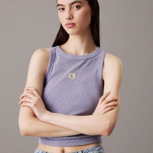 Camiseta Calvin Klein Jeans de Tirantes con Logo Morada Mujer