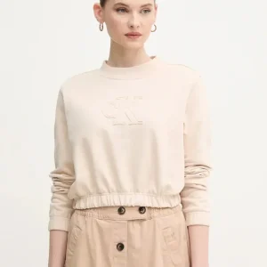Sudadera Calvin Klein Jeans con Logo Beige Mujer