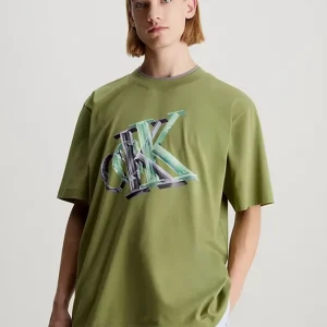 Camiseta Calvin Klein Jeans Oversized con Monograma Verde Hombre
