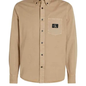 Camisa Calvin Klein Jeans con Logo Beige Hombre