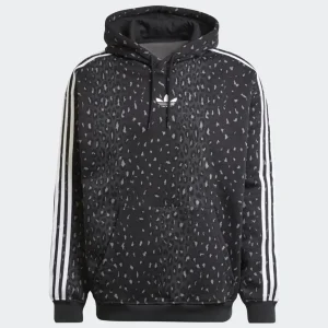 Sudadera con Capucha adidas Leo All Over Print Loose Negra Hombre