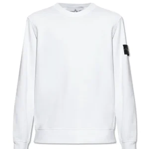 Sudadera Stone Island Logo Patch Blanca Hombre