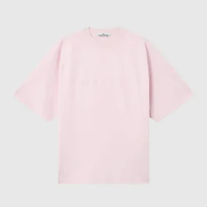 Camiseta Stone Island con Logo Bordado Rosa Hombre