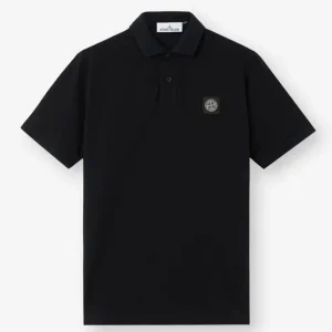 Polo Stone Island con Logo Negro Hombre