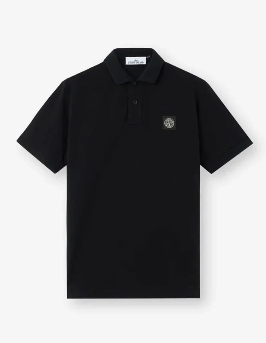 Polo Stone Island con Logo Negro Hombre