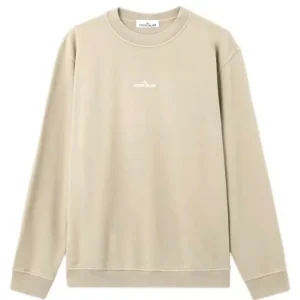 Sudadera Stone Island con Estampado Beige Hombre