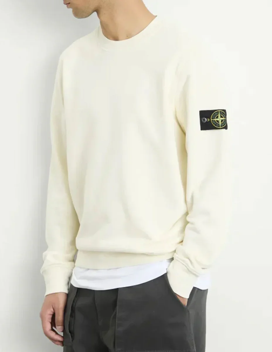Sudadera Stone Island con Logo Beige Hombre - Imagen 4