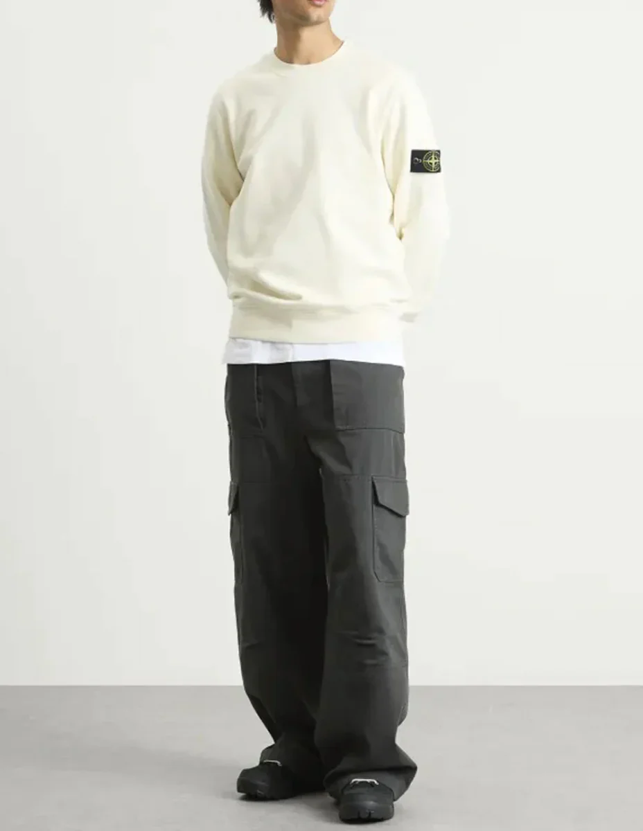 Sudadera Stone Island con Logo Beige Hombre - Imagen 6