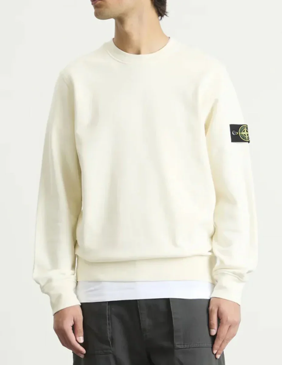 Sudadera Stone Island con Logo Beige Hombre - Imagen 3