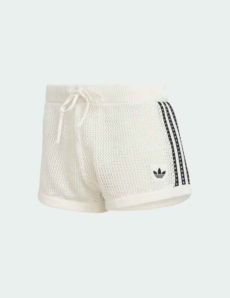 Pantalón Corto adidas de Punto con Ganchillo Blanco Mujer - Imagen 2