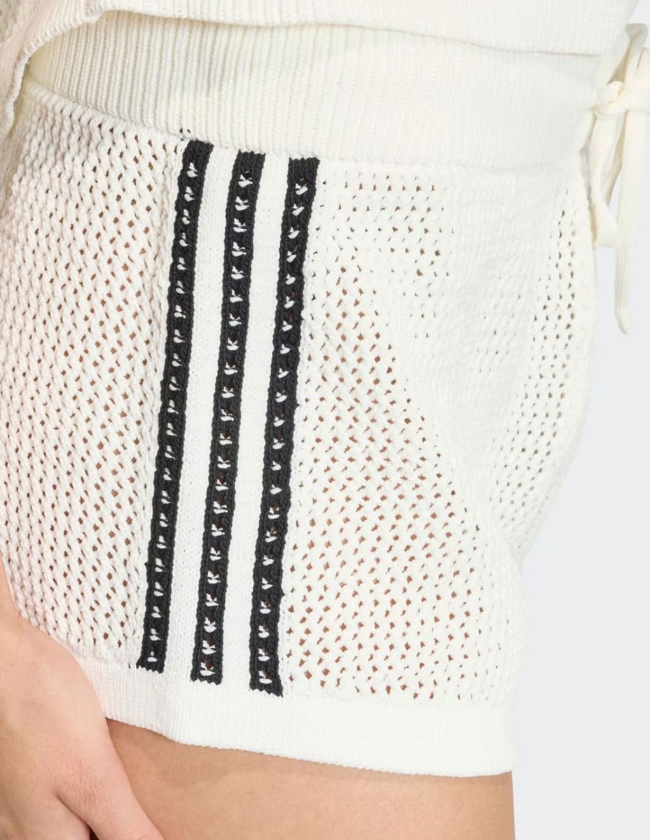 Pantalón Corto adidas de Punto con Ganchillo Blanco Mujer - Imagen 5
