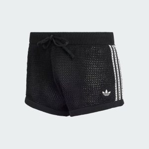 Pantalón Corto adidas de Punto con Ganchillo Negro Mujer