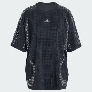 Camiseta adidas de Pedreria Rhinestone Negra Mujer