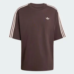 Camiseta adidas Oversized 3 Stripes Marrón Hombre