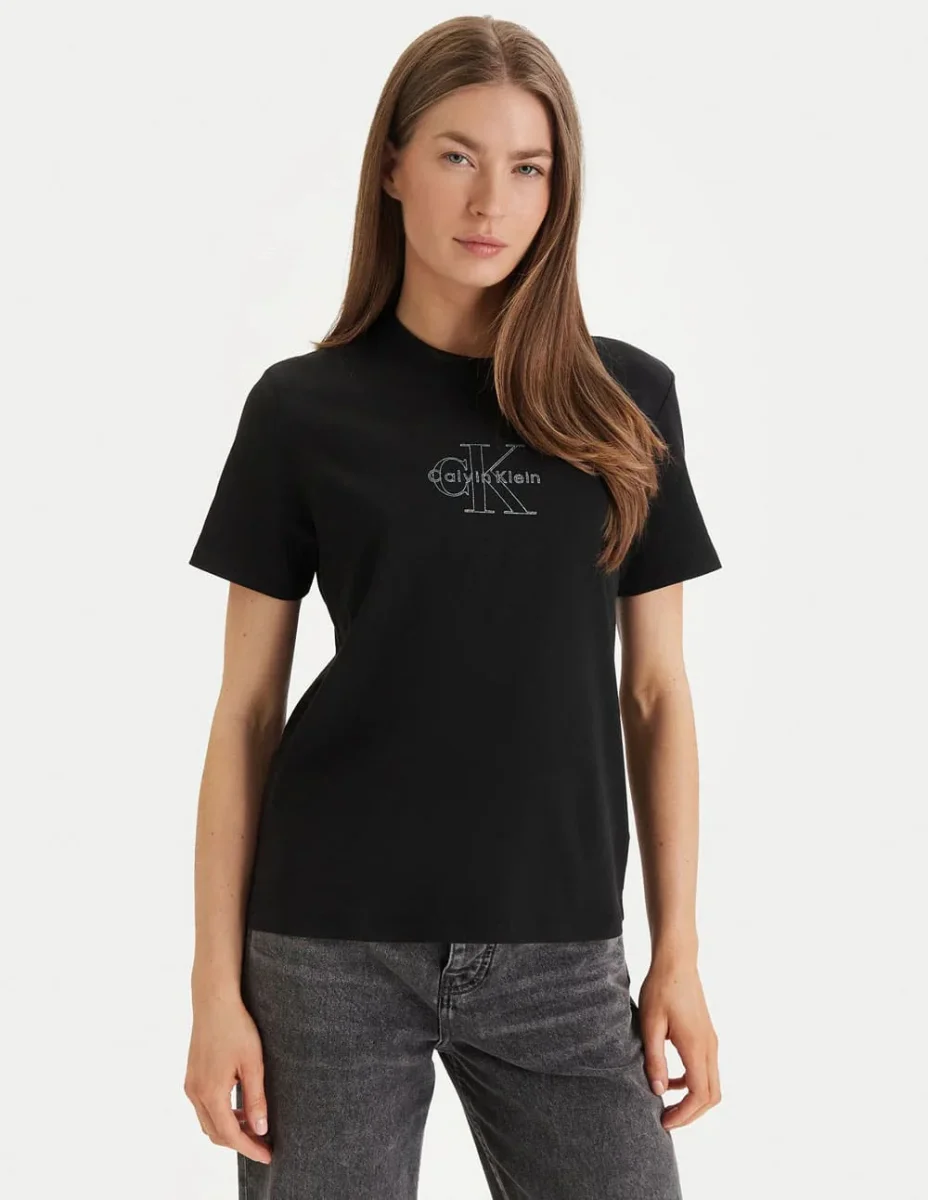 Camiseta Calvin Klein Jeans con Logo Negra Mujer - Imagen 2