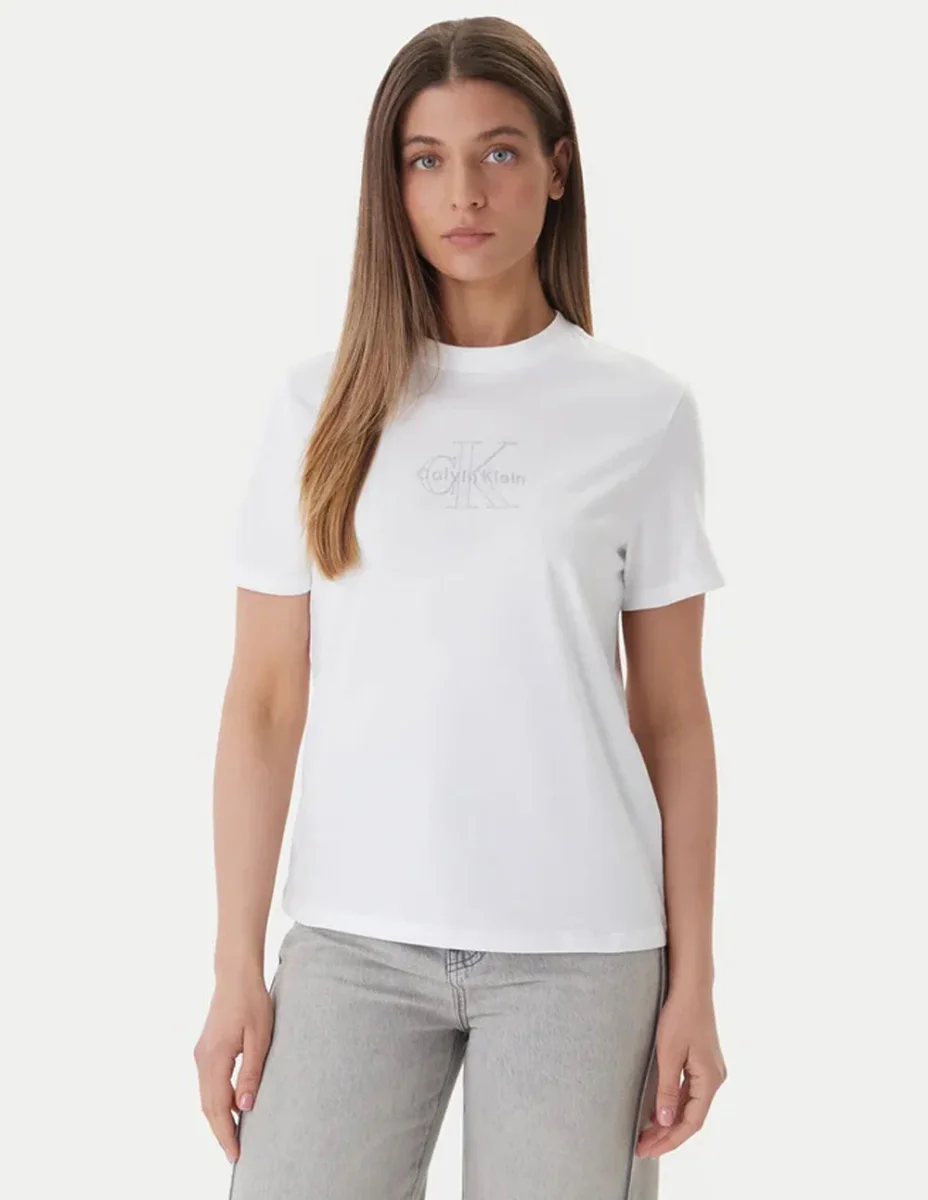 Camiseta Calvin Klein Jeans con Logo Blanca Mujer