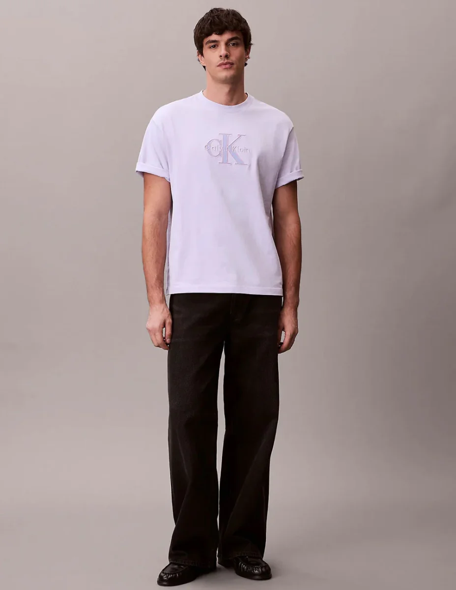 Camiseta Calvin Klein Jeans con Logo Morada Hombre - Imagen 6