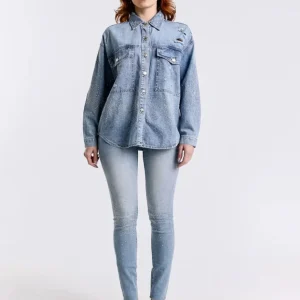 Pantalon Vaquero MET con Tachuelas Azul Mujer