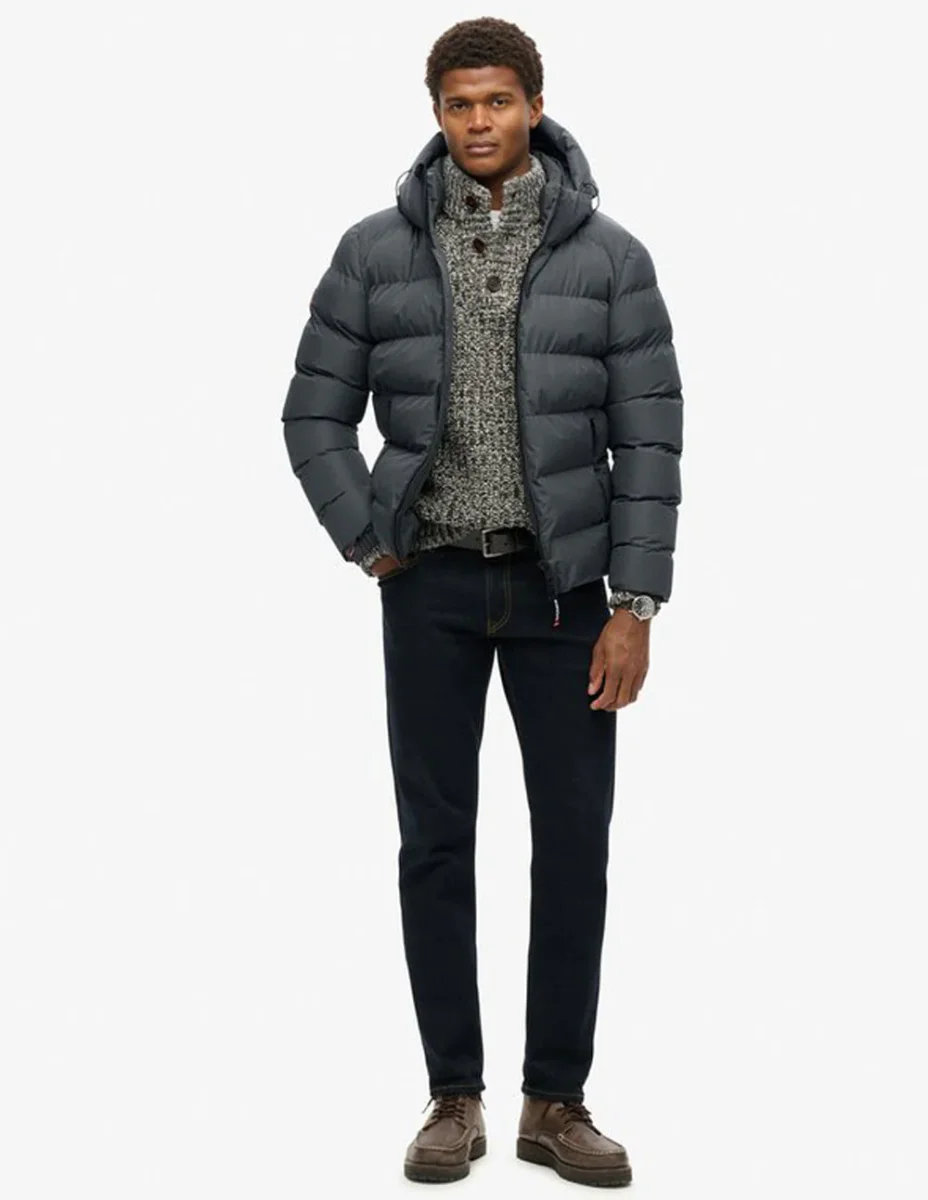 Plumas Superdry con Capucha Sports Gris Hombre - Imagen 6