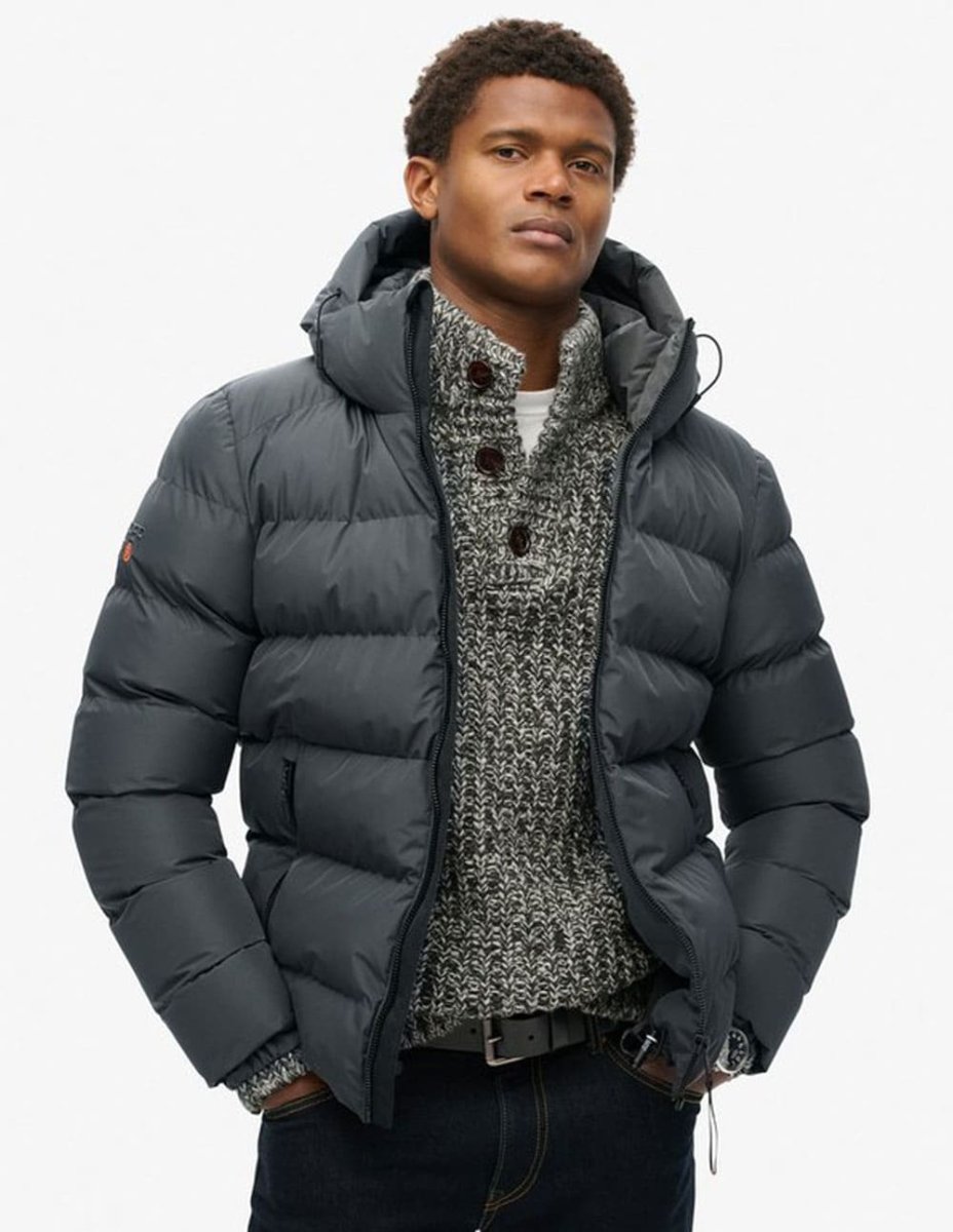 Plumas Superdry con Capucha Sports Gris Hombre - Imagen 3