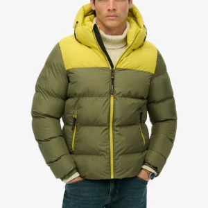 Plumas Superdry con Capucha Verde y Amarillo Hombre