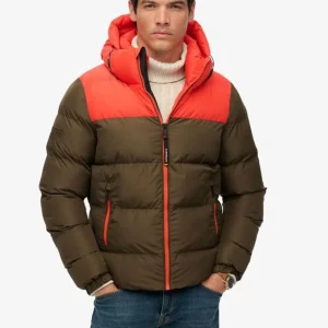 Plumas Superdry con Capucha Marrón y Naranja Hombre