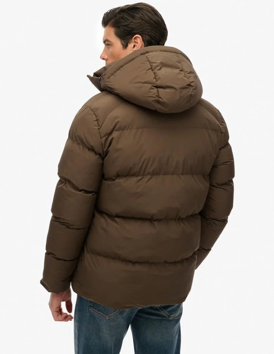 Plumas Superdry con Capucha Marrón Hombre - Imagen 6