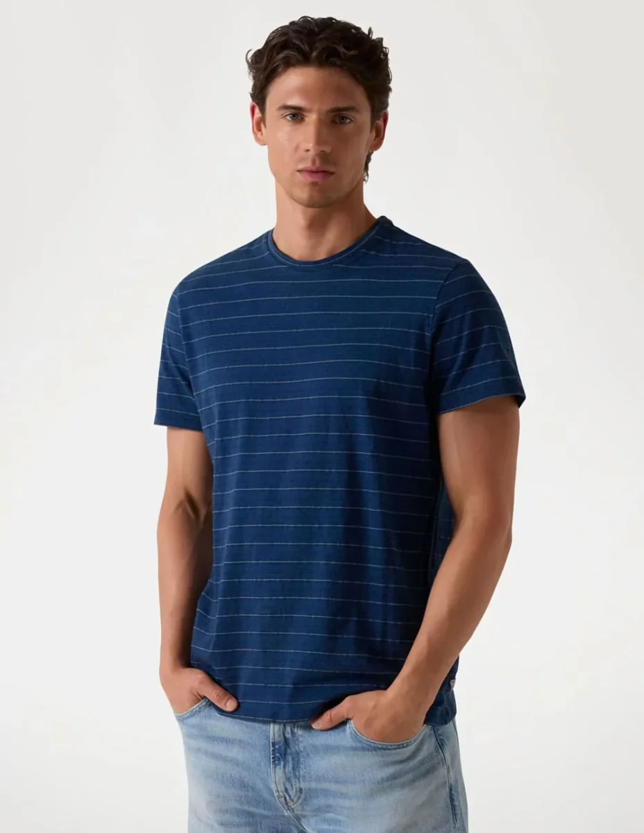 Camiseta GUESS de Rayas Azul Hombre