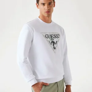 Sudadera GUESS con Logo Triángulo  Blanca Hombre
