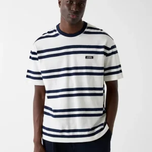 Camiseta GUESS de Punto a Rayas Azul y Blanca Hombre